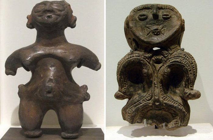 Догу делали из глины. Как правило, они небольшие по размеру - от 10 до 30 см в высоту. Догу делали из глины. Как правило, они небольшие по размеру - от 10 до 30 см в высоту.