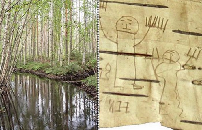 Рисунок Онфима на бересте. Рисунок Онфима на бересте.