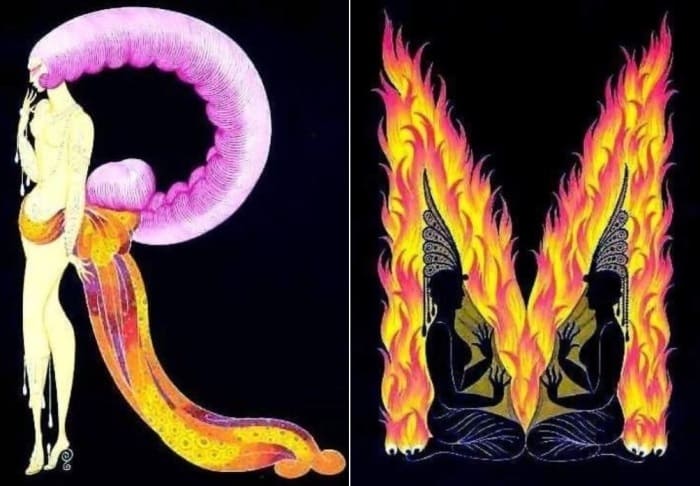 Работы Эрте из серии *Алфавит* | Фото: artchive.ru Работы Эрте из серии *Алфавит* | Фото: artchive.ru