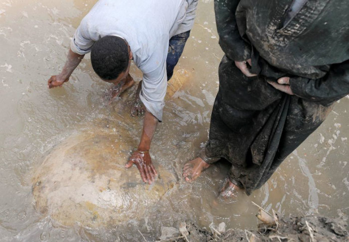 Древняя статуя, скрытая под водой. Древняя статуя, скрытая под водой.