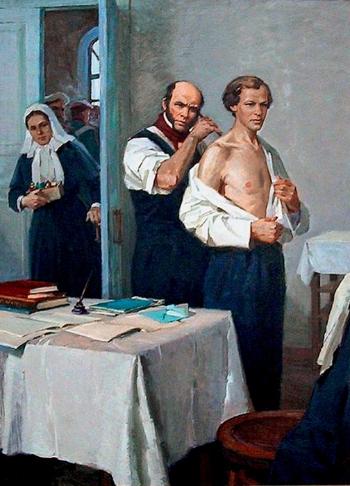 Н. И. Пирогов осматривает больного Д. И. Менделеева. И. Тихий. | Фото: portal-kultura.ru. Н. И. Пирогов осматривает больного Д. И. Менделеева. И. Тихий. | Фото: portal-kultura.ru.