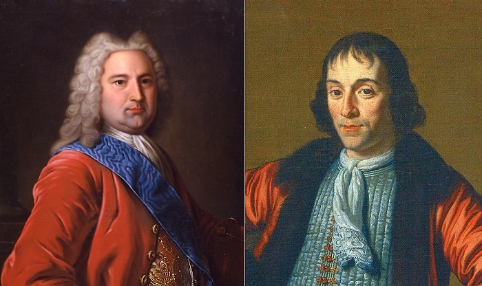 Слева: Иоганн Эрнст Бирон, справа: Александр Меньшиков Слева: Иоганн Эрнст Бирон, справа: Александр Меньшиков