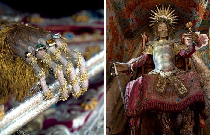 Мощи христианских святых, превращенные в предметы религиозного искусства.