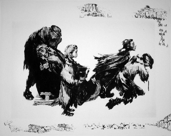 Из серии офортов «Минское гетто». Из серии офортов «Минское гетто».