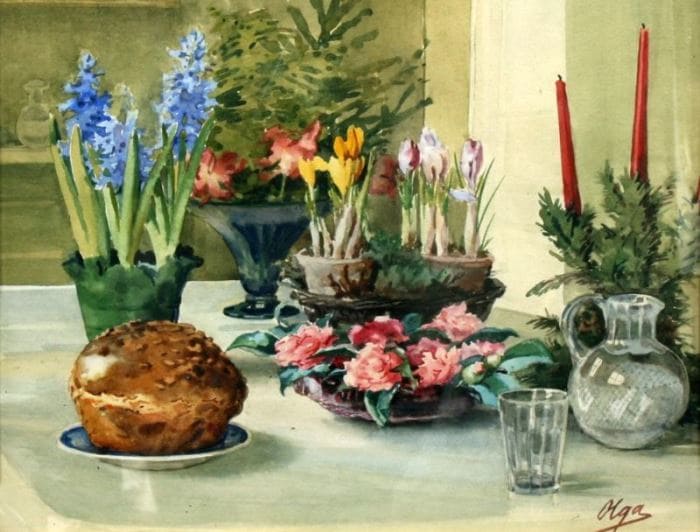 Пасха. Акварель великой княгини Ольги Романовой, дочери Александра III | Фото: artchive.ru Пасха. Акварель великой княгини Ольги Романовой, дочери Александра III | Фото: artchive.ru