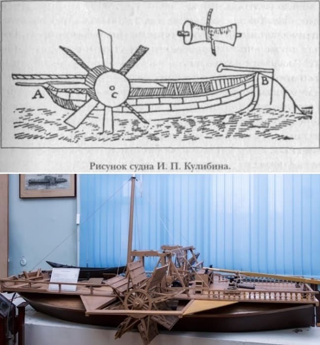 Водоходное судно Кулибина | Фото: smartnews.ru и pro-travel.net Водоходное судно Кулибина | Фото: smartnews.ru и pro-travel.net