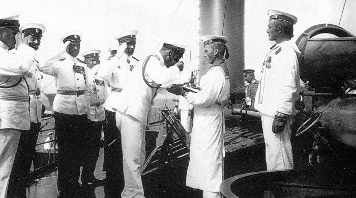 На эскадренном миноносце Эмир Бухарский в 1912 году.