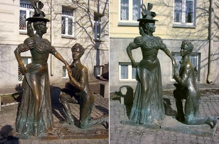 Памятник главным героям фильма *За двумя зайцами* в Киеве | Фото: kino-teatr.ru Памятник главным героям фильма *За двумя зайцами* в Киеве | Фото: kino-teatr.ru