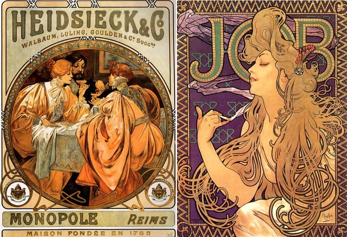 Реклама товаров, оформленная Альфонсом Мухой. | Фото: thevintagenews.com. Реклама товаров, оформленная Альфонсом Мухой. | Фото: thevintagenews.com.