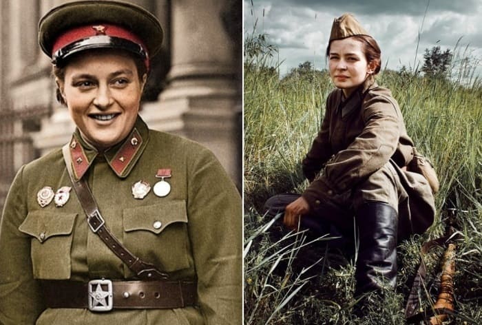 Людмила Павличенко и Юлия Пересильд, воплотившая ее образ на экране | Фото: top-antropos.com