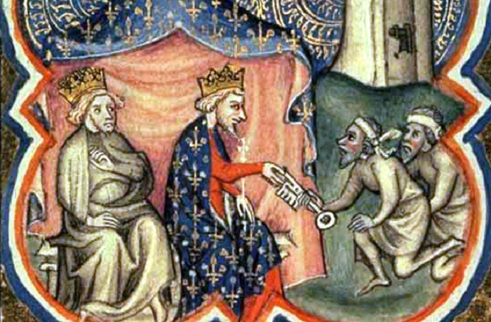 Ричард Львиное Сердце и Филипп Август принимаюn ключи от Акры. | Фото: img.anews.com.