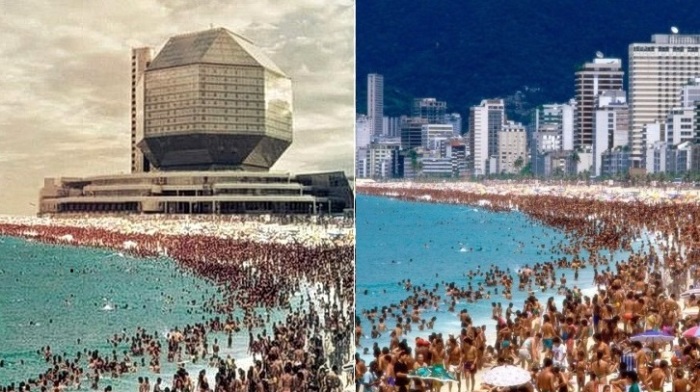 Фейковое фото (слева), пляж Копакабана (справа). Фейковое фото (слева), пляж Копакабана (справа).