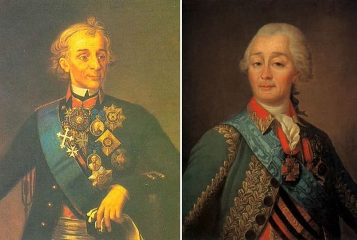Генерал-фельдмаршал А. В. Суворов. Слева – портрет работы неизвестного художника. Справа – копия неизвестного художника с оригинала Дж. Аткинсона | Фото: knsuvorov.ru