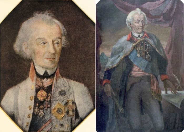 Слева – И. Шмидт. А. В. Суворов. Справа – Ю. Садиленко. Портрет А. В. Суворова, 1947 | Фото: knsuvorov.ru
