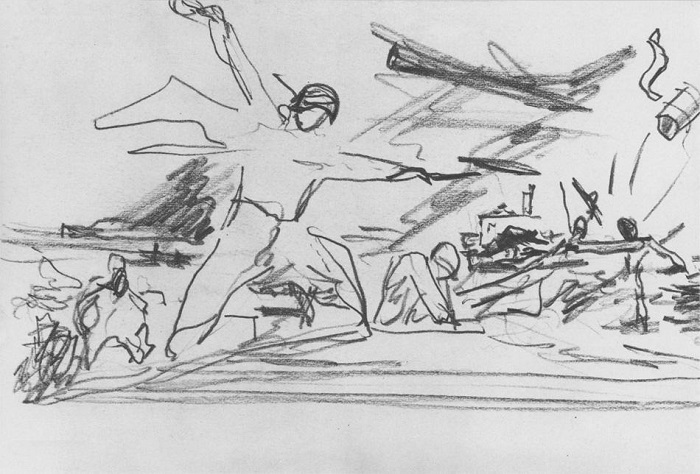 Набросок к картине «Оборона Севастополя». | Фото: artchive.ru. Набросок к картине «Оборона Севастополя». | Фото: artchive.ru.