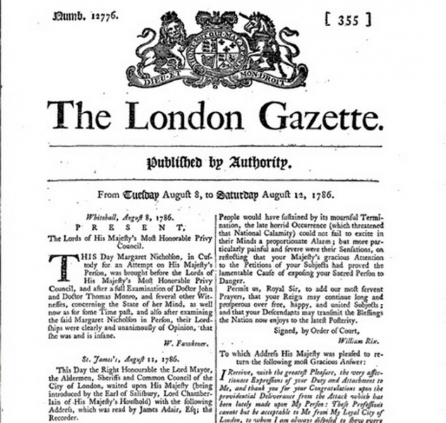 За что портниха и прачка Маргарет Николсон очень хотела убить короля Георга III