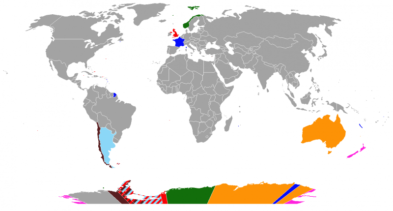 Карта: какая страна на какую часть Антарктиды претендует
