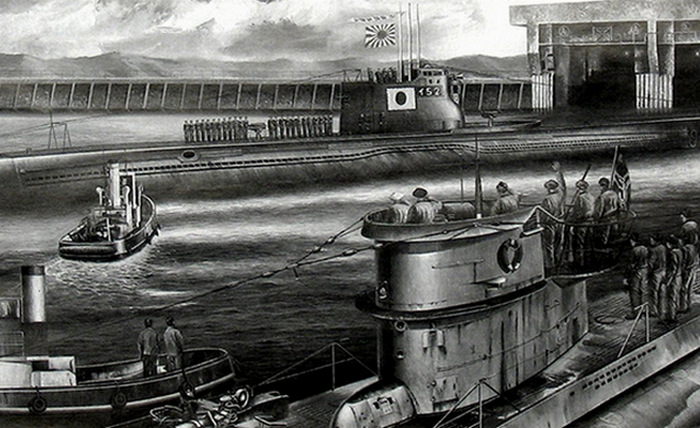 Днем лодку I-52 притапливали в порту Куре, а ночью комплектовали и грузили продовольствие и аппаратуру. / Фото:mirtayn.ru Днем лодку I-52 притапливали в порту Куре, а ночью комплектовали и грузили продовольствие и аппаратуру. / Фото:mirtayn.ru