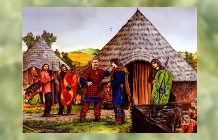 Примерно так выглядело кельтское поселение (реконструкция современного художника.