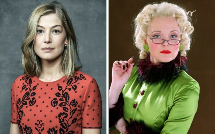 Розамунд Пайк (слева) / Миранда Ричардсон в роли Риты Скитер (справа) Розамунд Пайк (слева) / Миранда Ричардсон в роли Риты Скитер (справа)