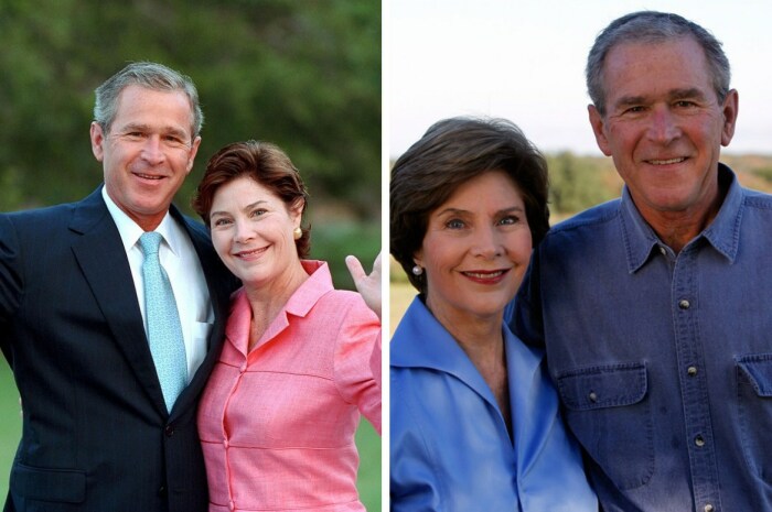 Лора Буш с мужем Джорджем Бушом-младшим