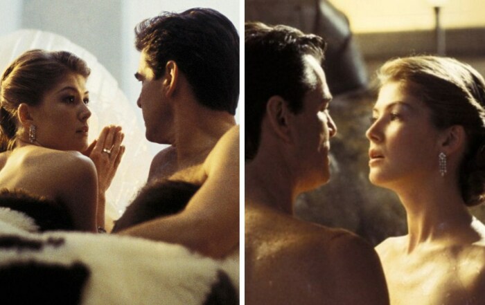 Розамунд Пайк и Пирс Броснан в фильме "Умри, но не нейчас"" Розамунд Пайк и Пирс Броснан в фильме "Умри, но не нейчас""