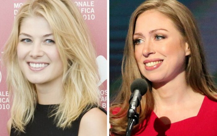 Розамунд Пайк (слева) / Челси Клинтон (справа) Розамунд Пайк (слева) / Челси Клинтон (справа)