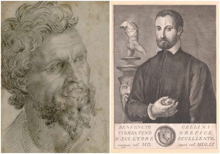 Слева направо: Бородатый мужчина, Бенвенуто Челлини. Серия портретов выдающихся мужчин: Бенвенуто Челлини.