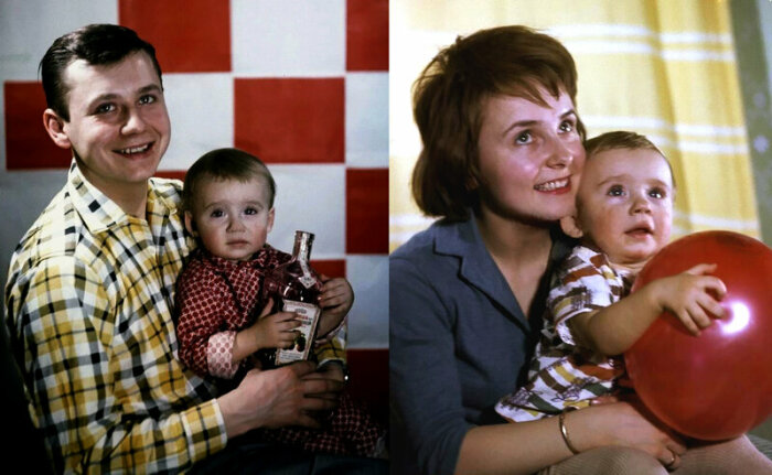 Людмила Крылова с сыном Антоном и Олег Табаков. Источник фото: storm100.livejournal.com