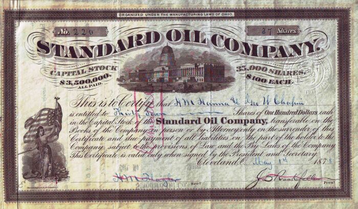 Купон Standard Oil, 1887 год. Фото: i.pinimg.com.