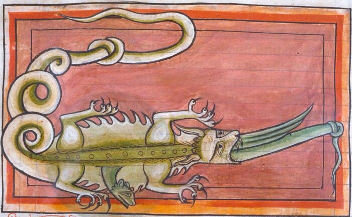 Средневековое изображение крокодила времен Марко Поло, около XIII века. Фото: i.pinimg.com.