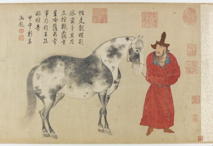 Лошадь и конюх, ручная роспись Чжао Юна, Китай, династия Юн, 1347 год. Фото: i.pinimg.com.
