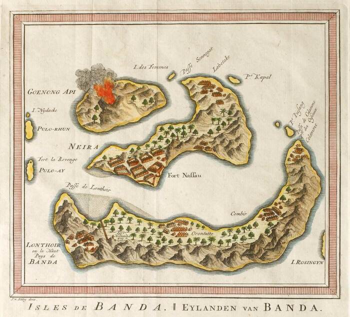 Французское изображение островов пряностей семнадцатого века, Индонезия, около XVII века. Фото: muskitnas.net.