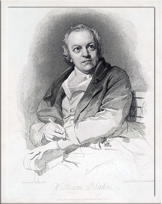 Портрет Уильяма Блейка на фронтисписе, выгравированный Луиджи Скьявонетти для книги Роберта Блера «Могила», 1808 год.