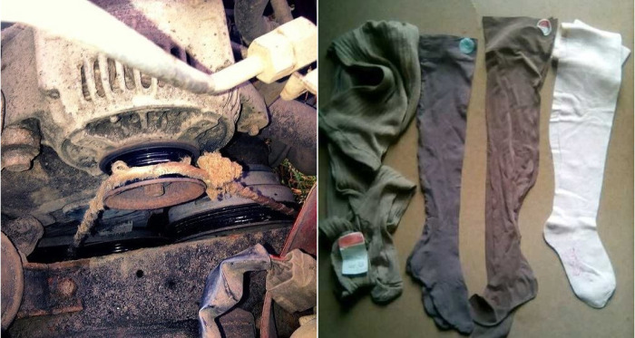 Из колготок получался отличный временный ремень генератора. Из колготок получался отличный временный ремень генератора.