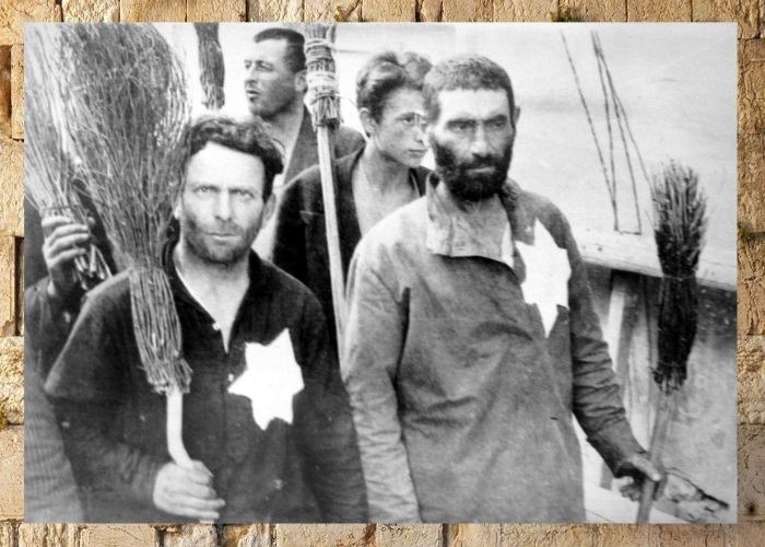 Евреев гонят на работу. Вильнюс. Евреев гонят на работу. Вильнюс.