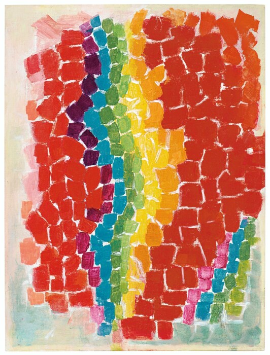 Вспышка весны (Весенняя вспышка), Альма Томас, 1968 год. Фото: christies.com. Вспышка весны (Весенняя вспышка), Альма Томас, 1968 год. Фото: christies.com.