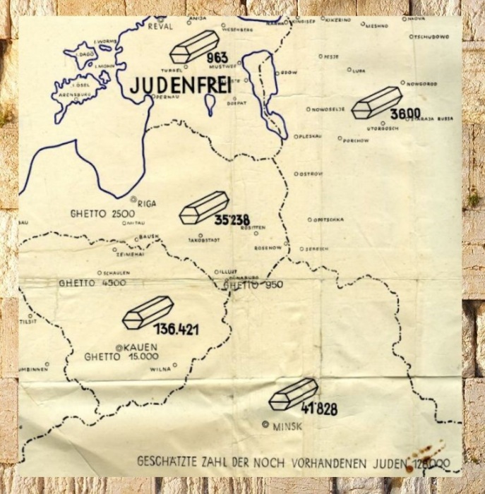 Немецкая карта по уничтожению евреев. Немецкая карта по уничтожению евреев.