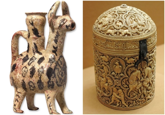 Слева направо: Зооморфная керамика. Шкатулка принца Альмогира.