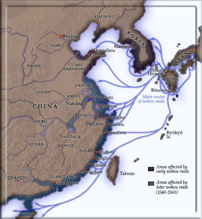 Набеги вако (вокоу) 16 века на Китай и Корею.