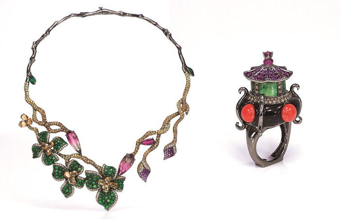 Колье и кольцо с китайскими мотивами. Колье и кольцо с китайскими мотивами.