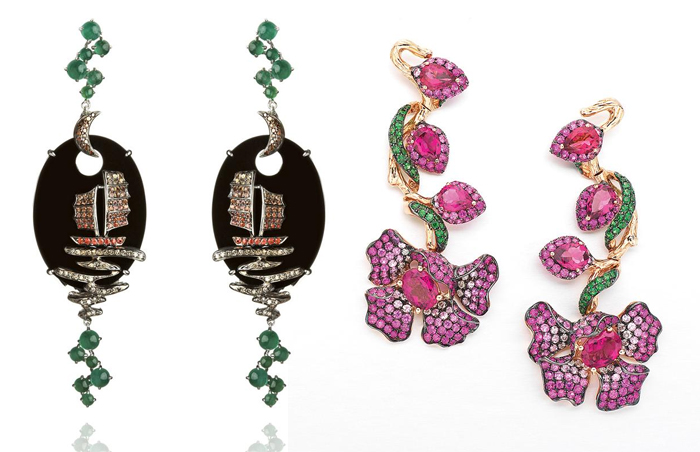 Серьги с пейзажем и цветами. Серьги с пейзажем и цветами.