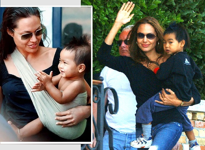 Анджелина Джоли со старшим приемным сыном Мэддоксом. 