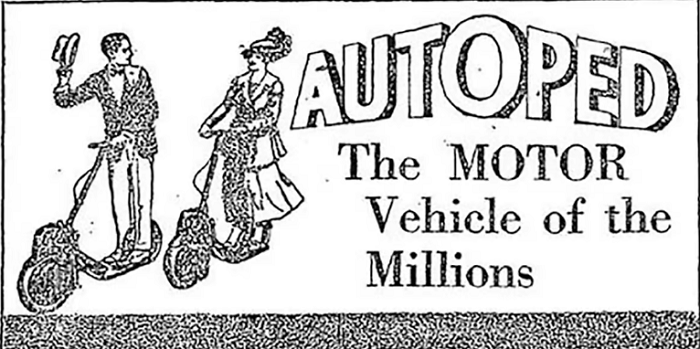 Реклама автопедов в 1910-х годах. Источник: newatlas.com