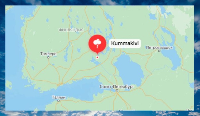 Расположение камня Куммакиви на карте.