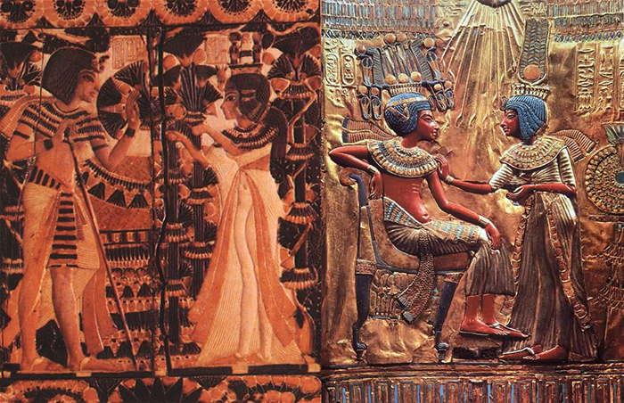Изображения Тутанхамона и его супруги Анхесенамон.