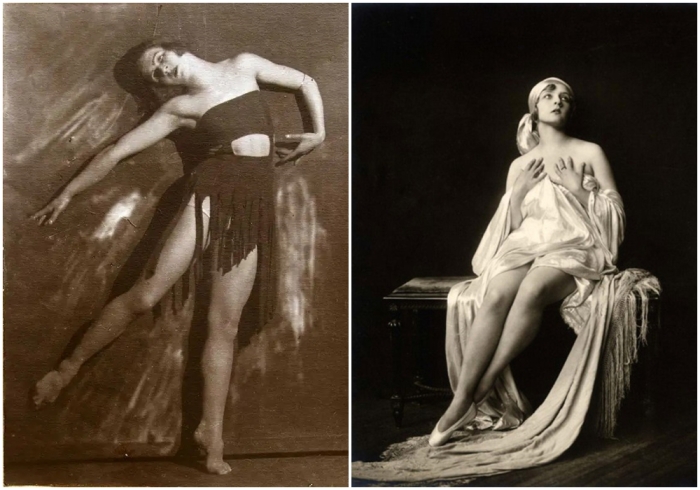 Слева направо: Балетный этюд: Портрет танцовщицы Тамары Жевы, Диана Аппельбаум, 1921-1922 годы. Легендарная балерина и бродвейская актриса.