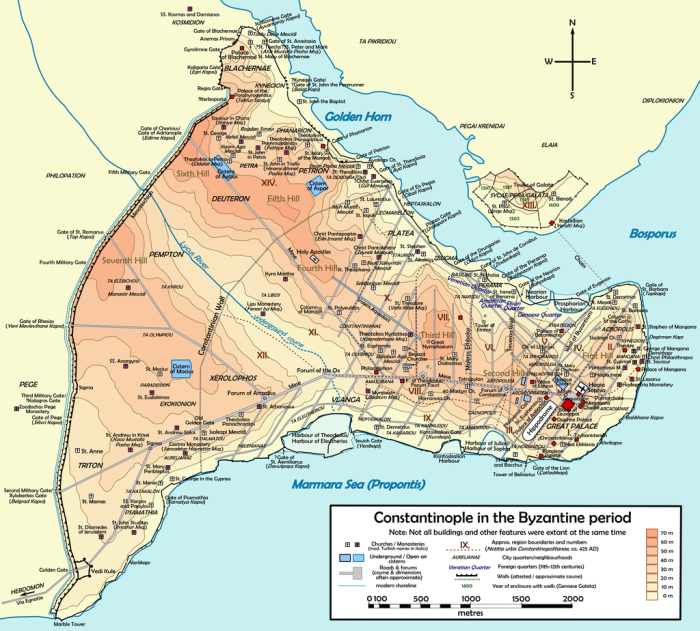 Топографическая карта Константинополя византийского периода. Фото: en.wikipedia.org.