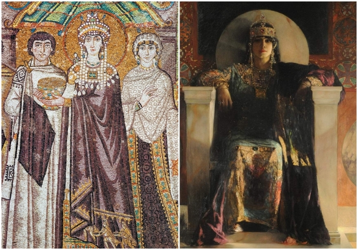 Слева направо: Императрица Феодора и ее свита, высокопоставленные лица византийского двора. Императрица Теодора, Жан-Жозеф Бенжамен-Констан 1887 год.
