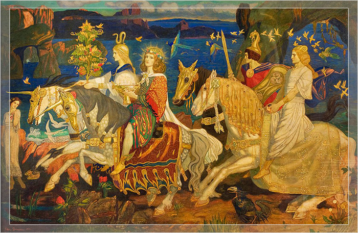 В произведении Джона Дункана «Всадники сидхе» (1911) изображены очень стилизованные феи в ирландских традициях.